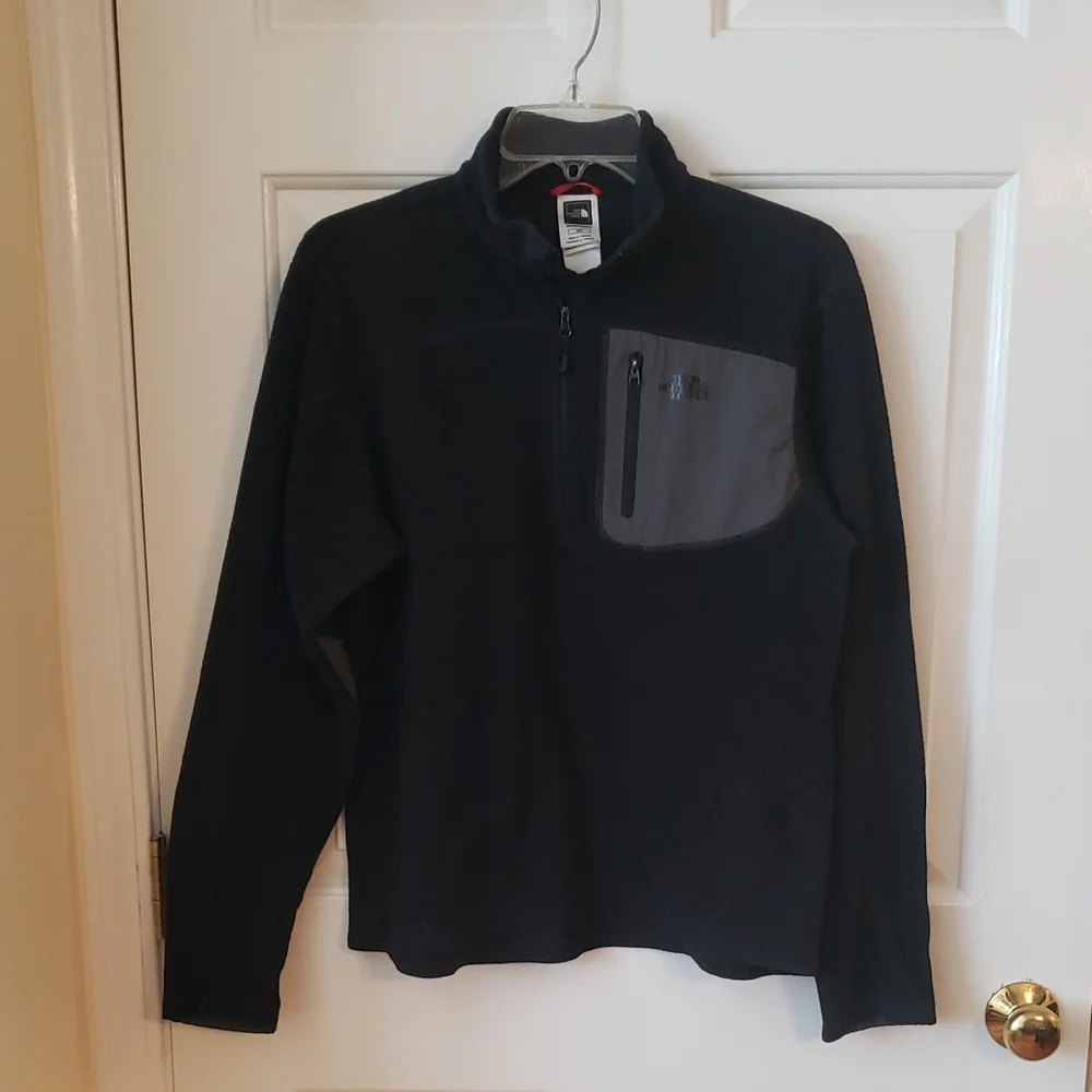 The North Face Black and Gray Fleece 1/4 Zip Sweatshirt Size: S